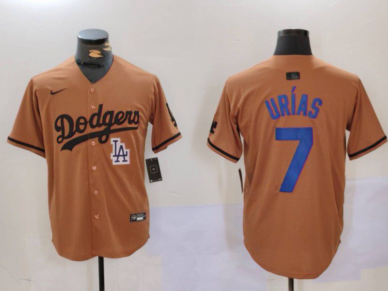 Men Los Angeles Dodgers #7 Urias army green joint name 2024 Nike MLB Jersey style 1->los angeles dodgers->MLB Jersey